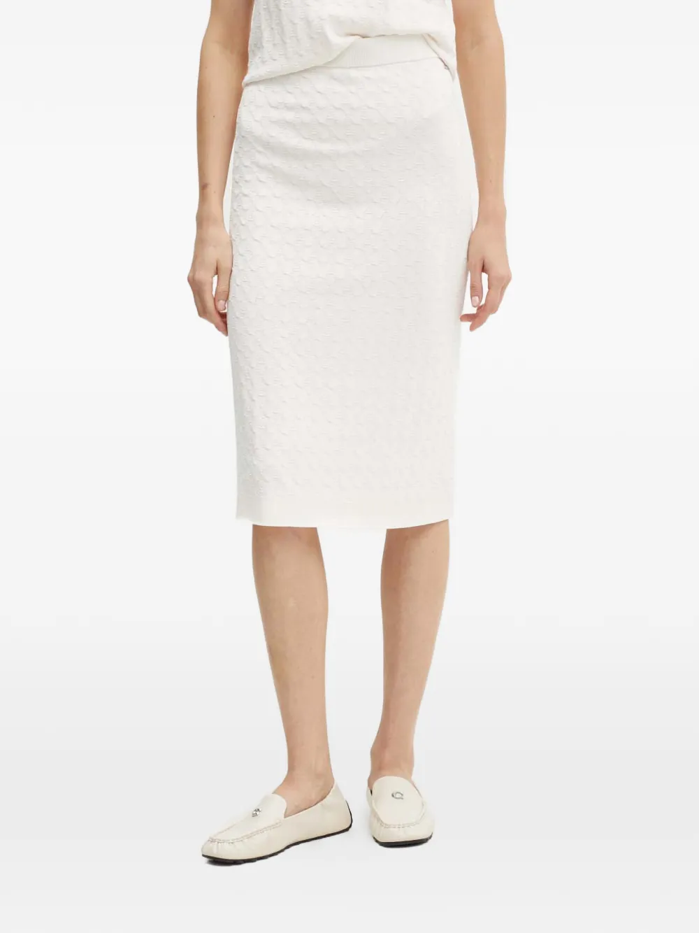 Armani Exchange textured knit midi fitted skirt - Bianco