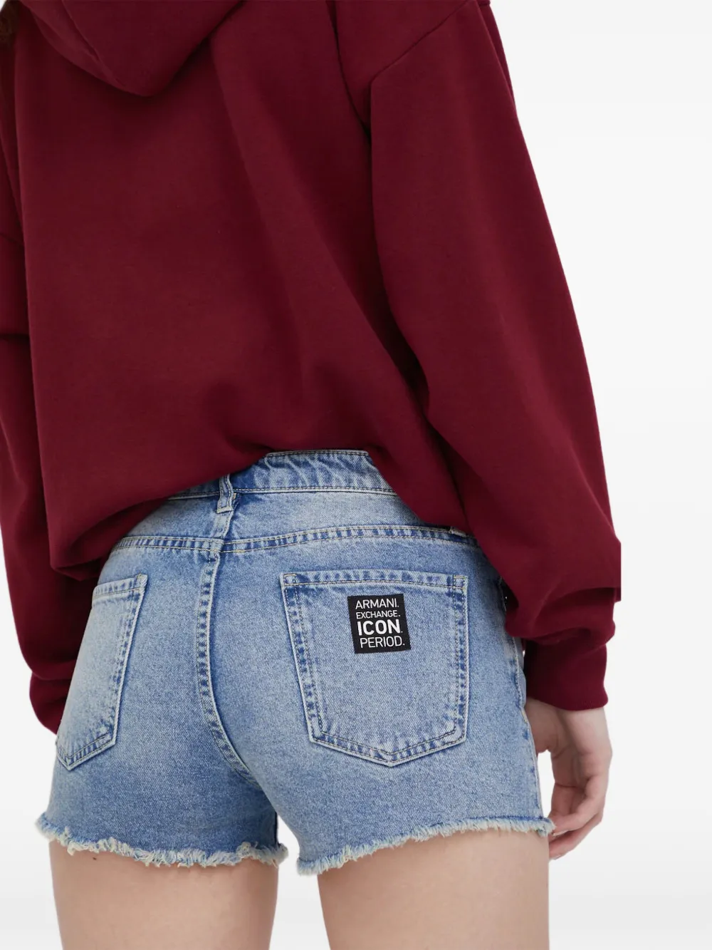 Armani Exchange frayed mini shorts Blauw