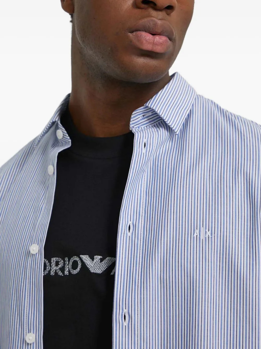 Armani Exchange Overhemd met geborduurd logo Blauw