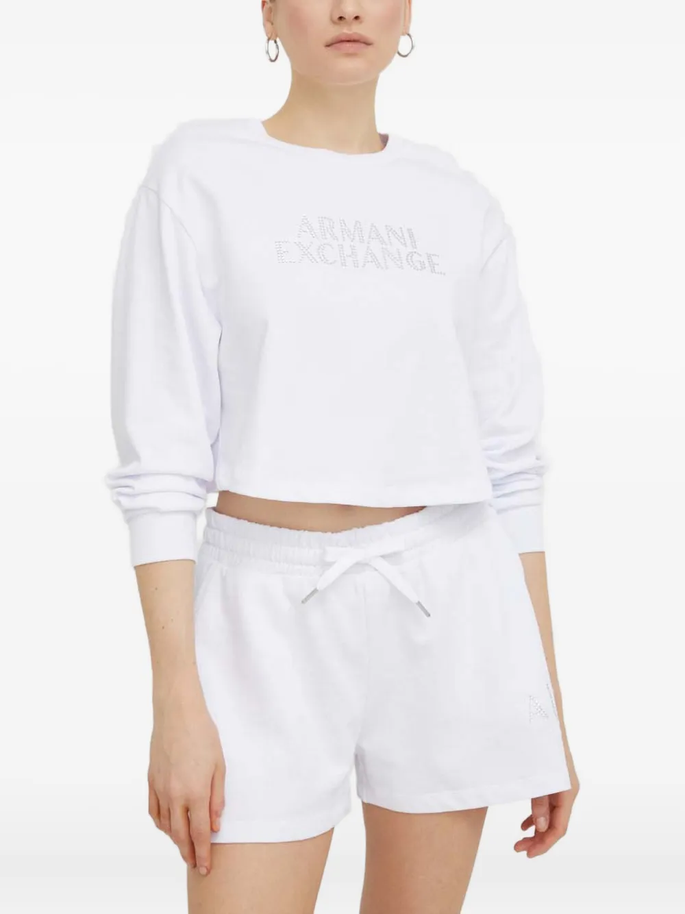Armani Exchange logo-detail long-sleeve sweatshirt - Bianco