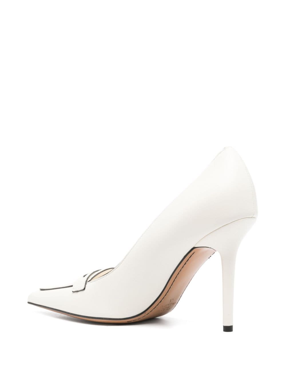 Shop Valentino 95mm Leather Pumps In White