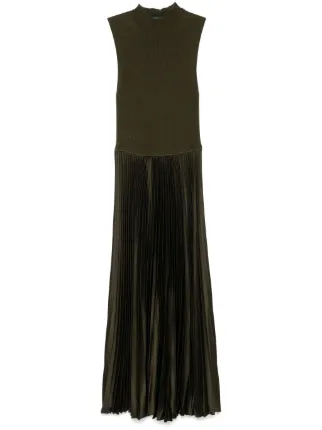 polo ralph lauren pleated wool ribbed knit midi dress Polo Ralph Lauren Pleated wool-blend knit midi dress Polo Ralph Lauren