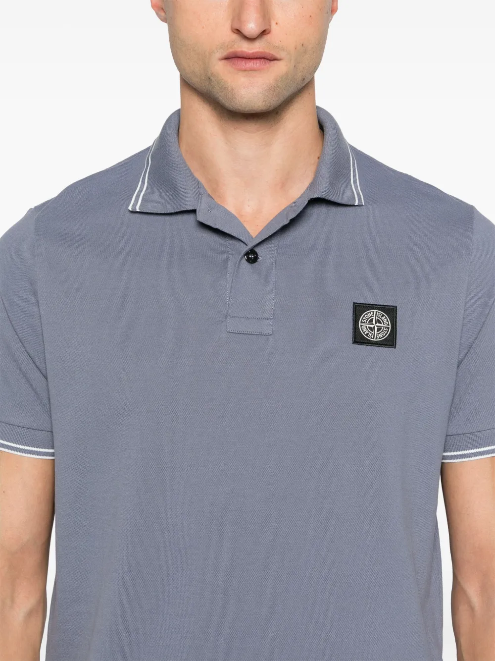 Stone Island Poloshirt met logopatch Blauw