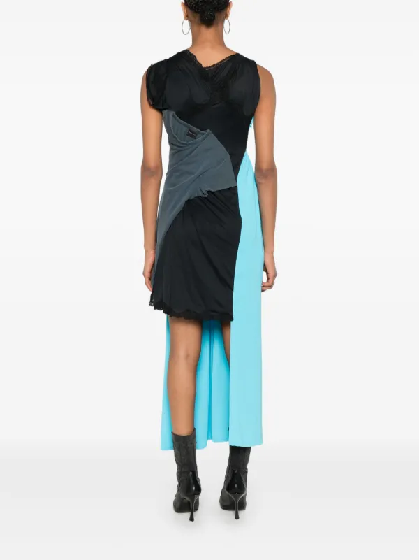 Balenciaga Asymmetric Panelled Dress Blue