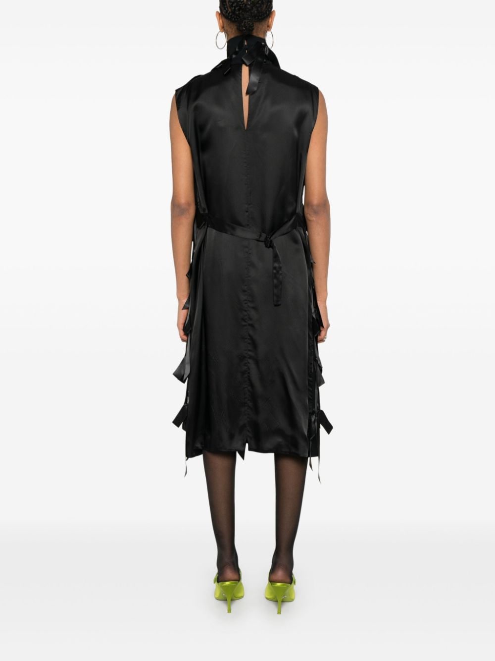 Shop Prada Bow-appliqué Midi Dress In Black