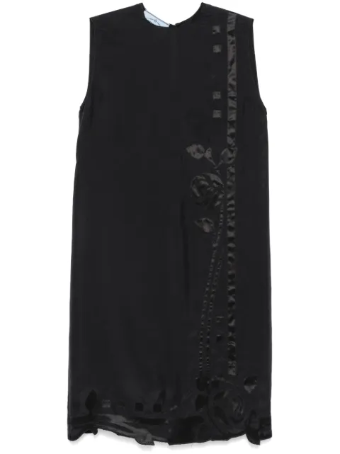 Prada floral-appliqué midi dress