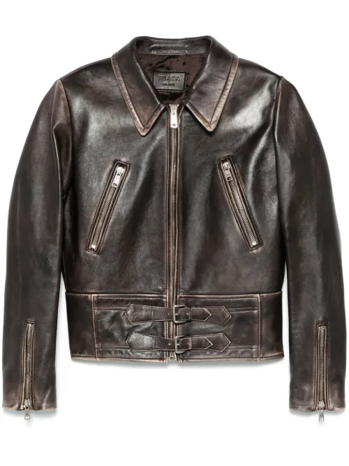 Prada veste en cuir - Marron - Prada - Modalova