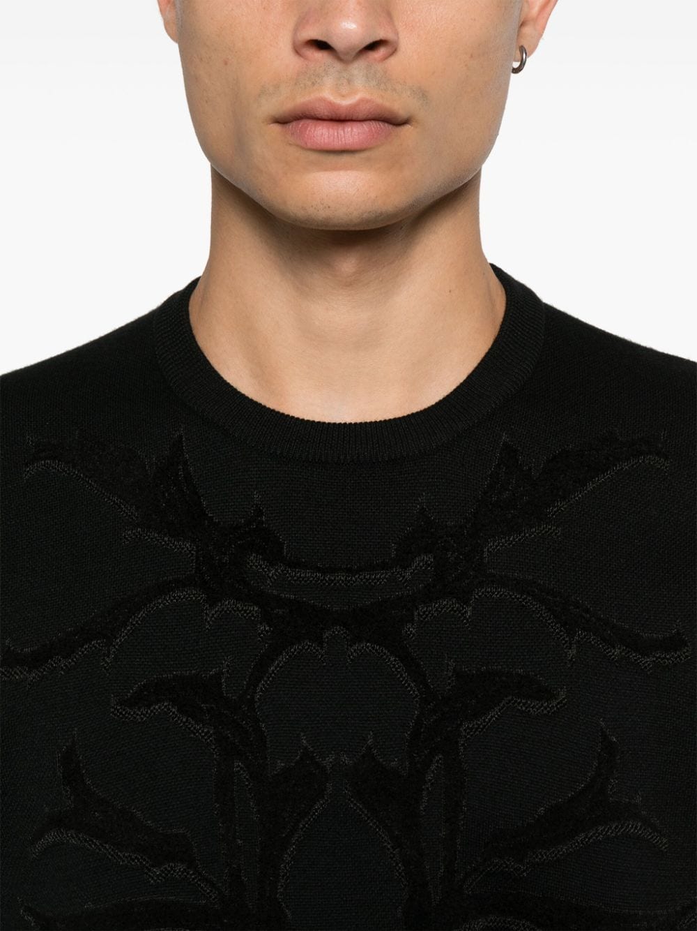 Shop Versace Acanthus Leaves-jacquard Sweater In Black