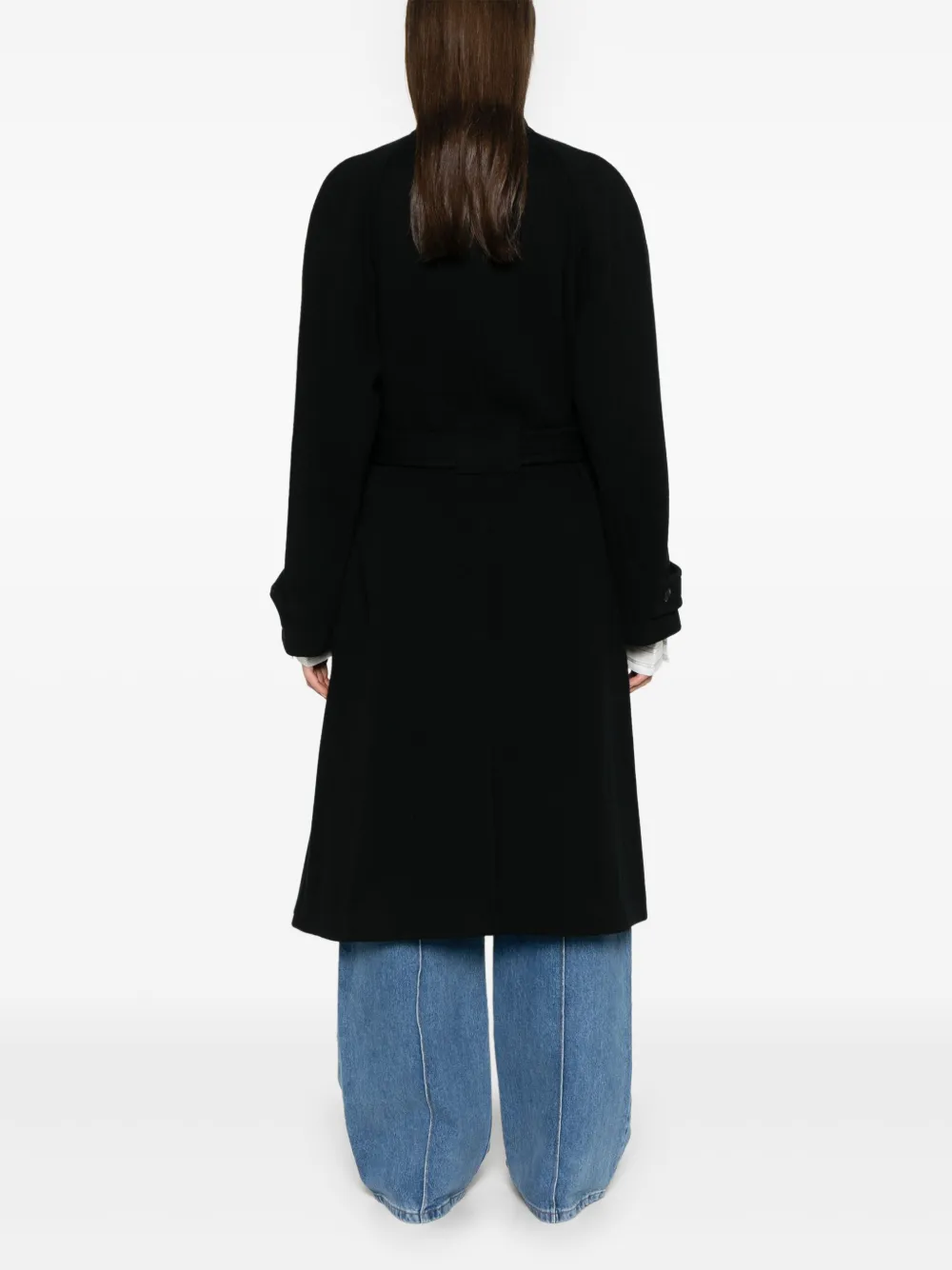 Low Classic Wrap Coat In Black