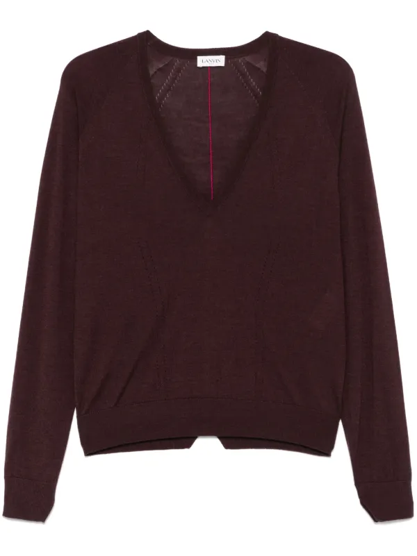 Lanvin Pointelle-trim Sweater in Red