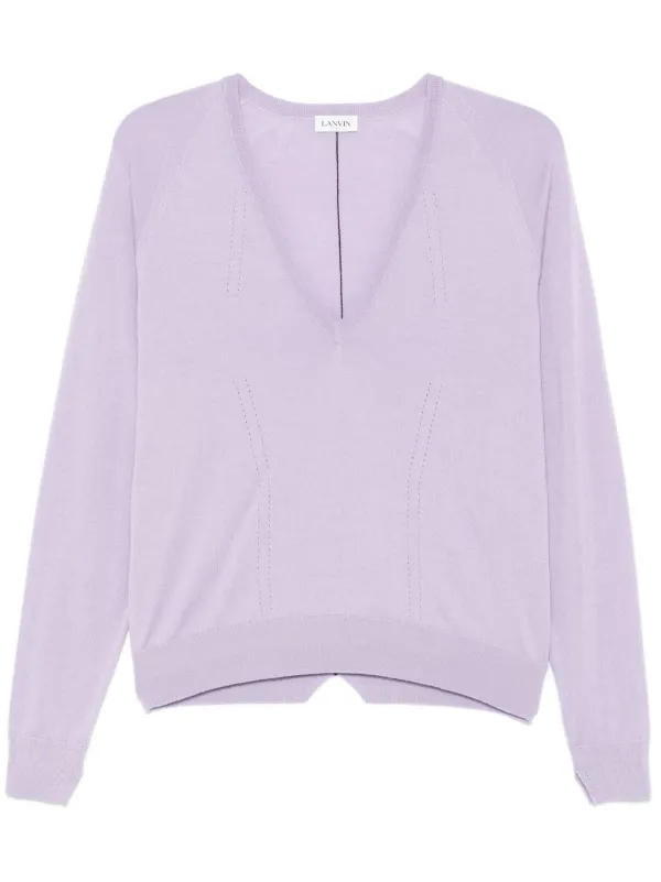 Lanvin Pointelle-trim Sweater in Purple