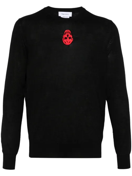 Pull à tête de mort brodée - Alexander McQueen - Modalova