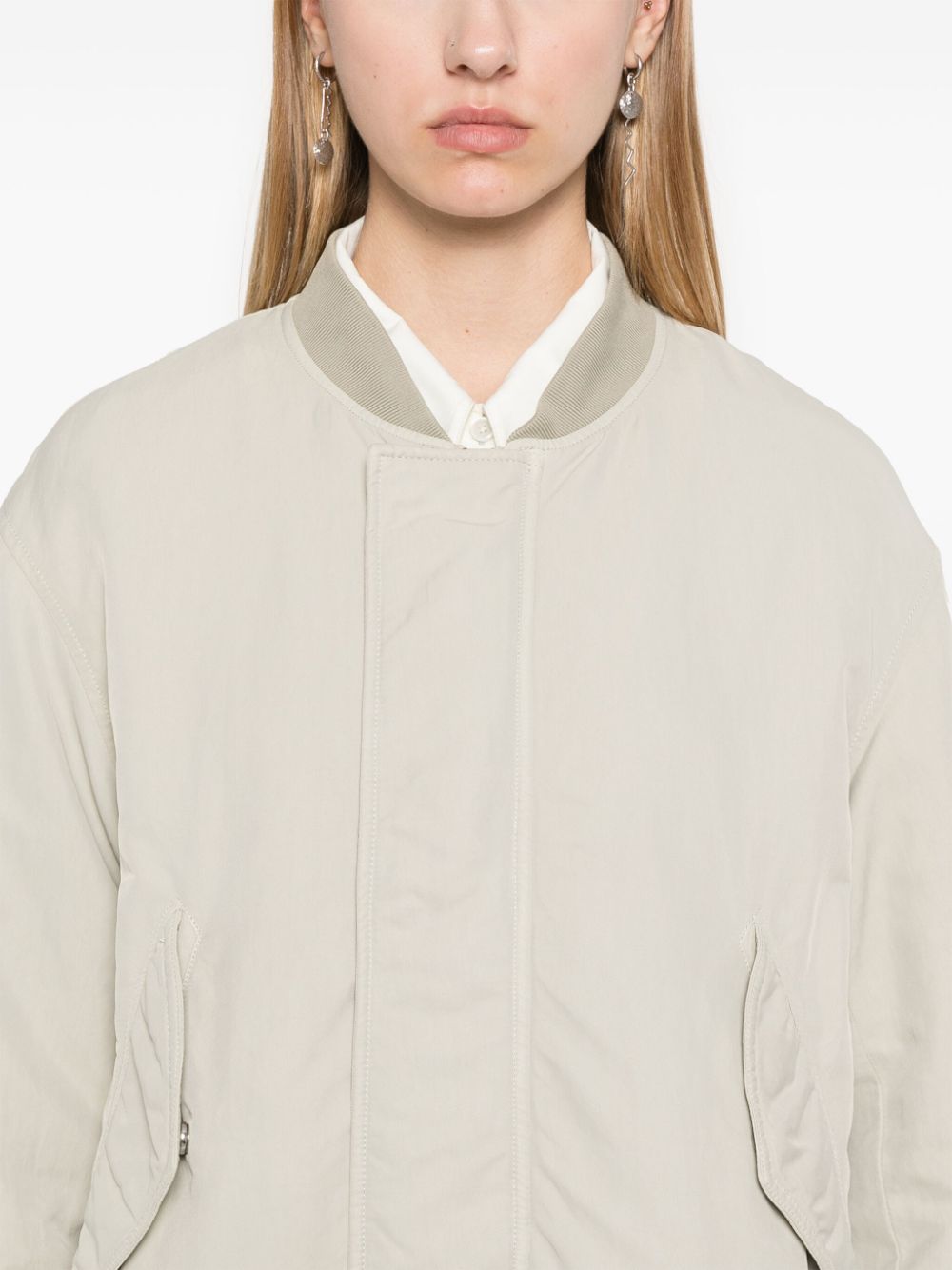 Shop Closed Textured Bomber Jacket In Neutrals