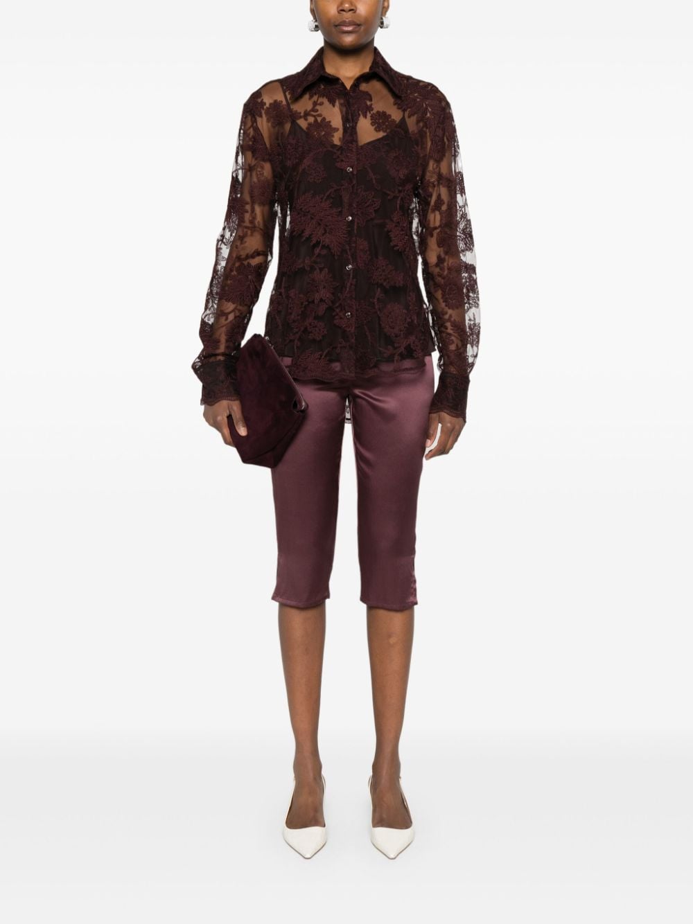 Ermanno Scervino lace-embroidered shirt - Bruin