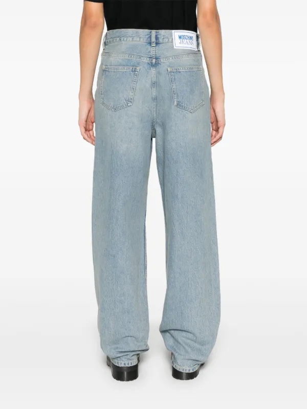 デニム・ジーパン MO5CH1NO JEANS Embroidery jeans Light Blue MOSCHINO JEANS ロゴパッチ ジーンズ | ブルー | FARFETCH JP