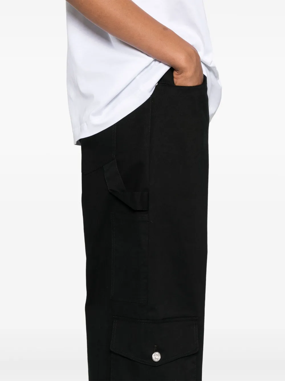 Moschino Jeans Gabardine-weave Cargo Pants In Black