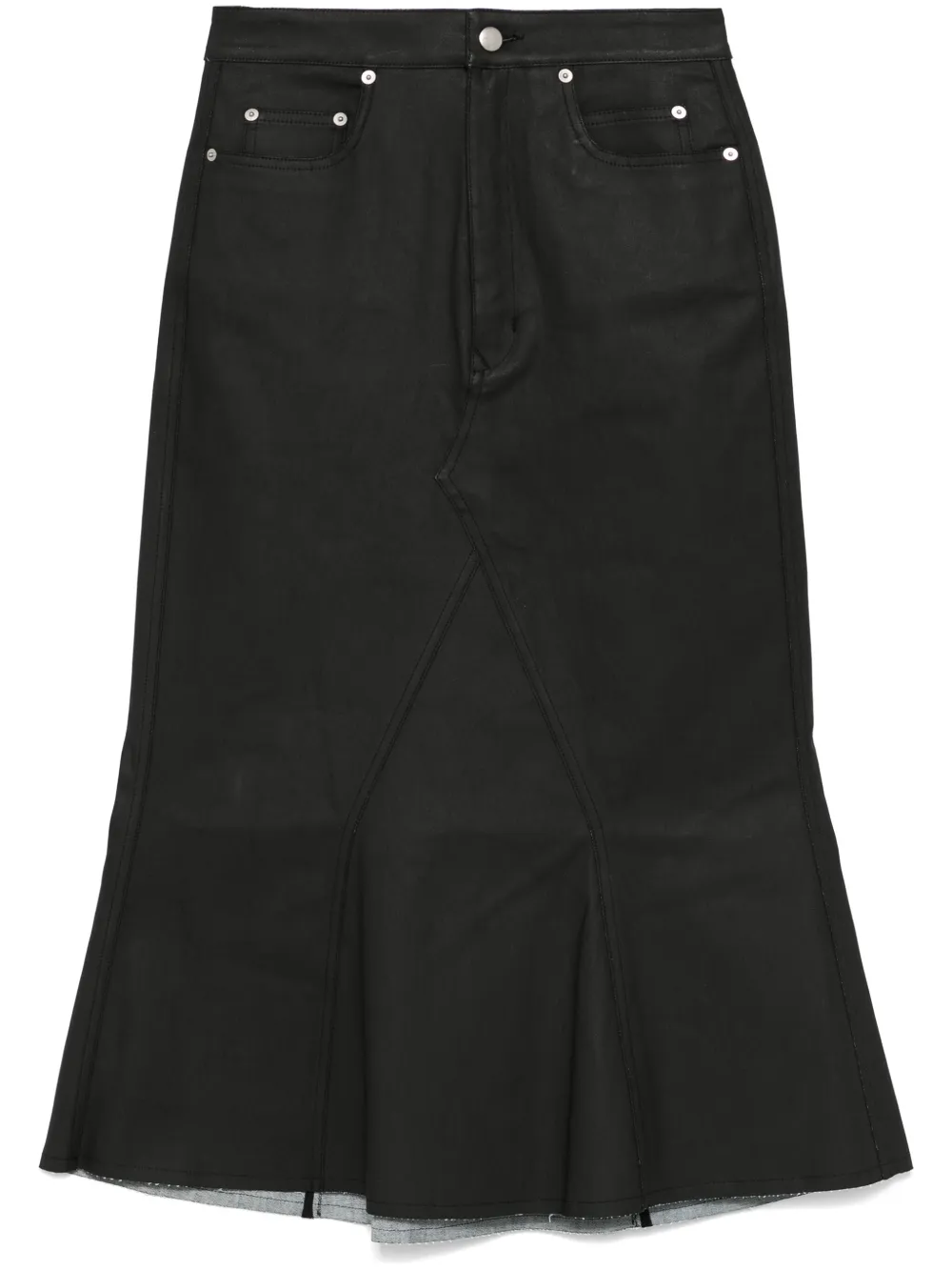 Rick Owens Gecoate midi-rok Zwart