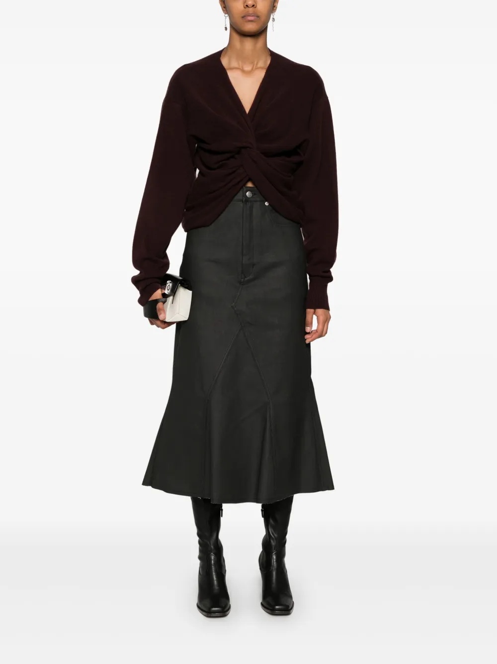 rickowens Rick Owens Gecoate midi-rok - Zwart