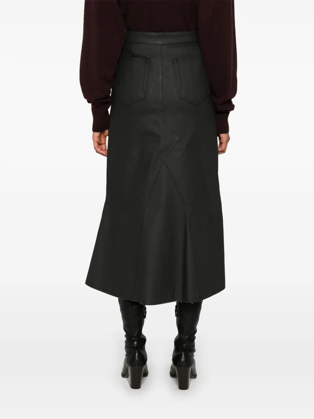 Rick Owens Gecoate midi-rok Zwart