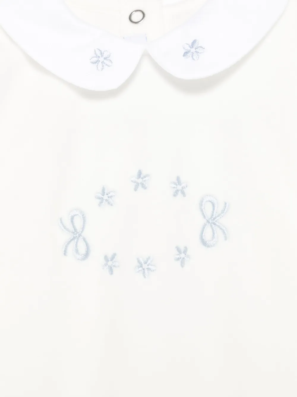 Siola Pyjama met geborduurde bloemen Wit