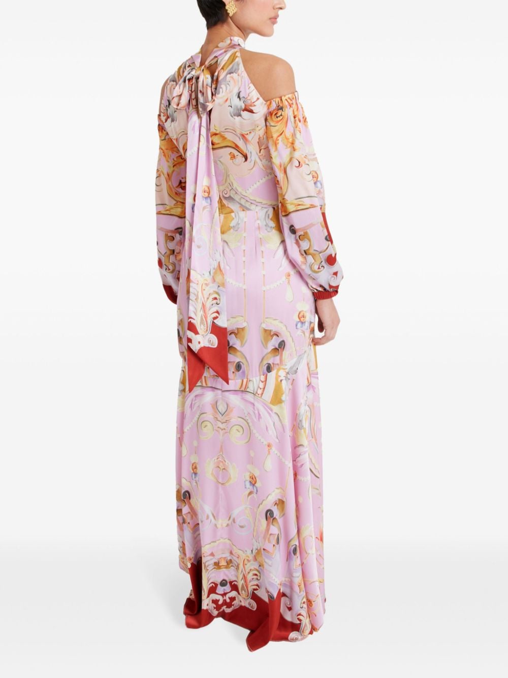 Shop Temperley London Carline-print Cold Shoulder Dress In Pink