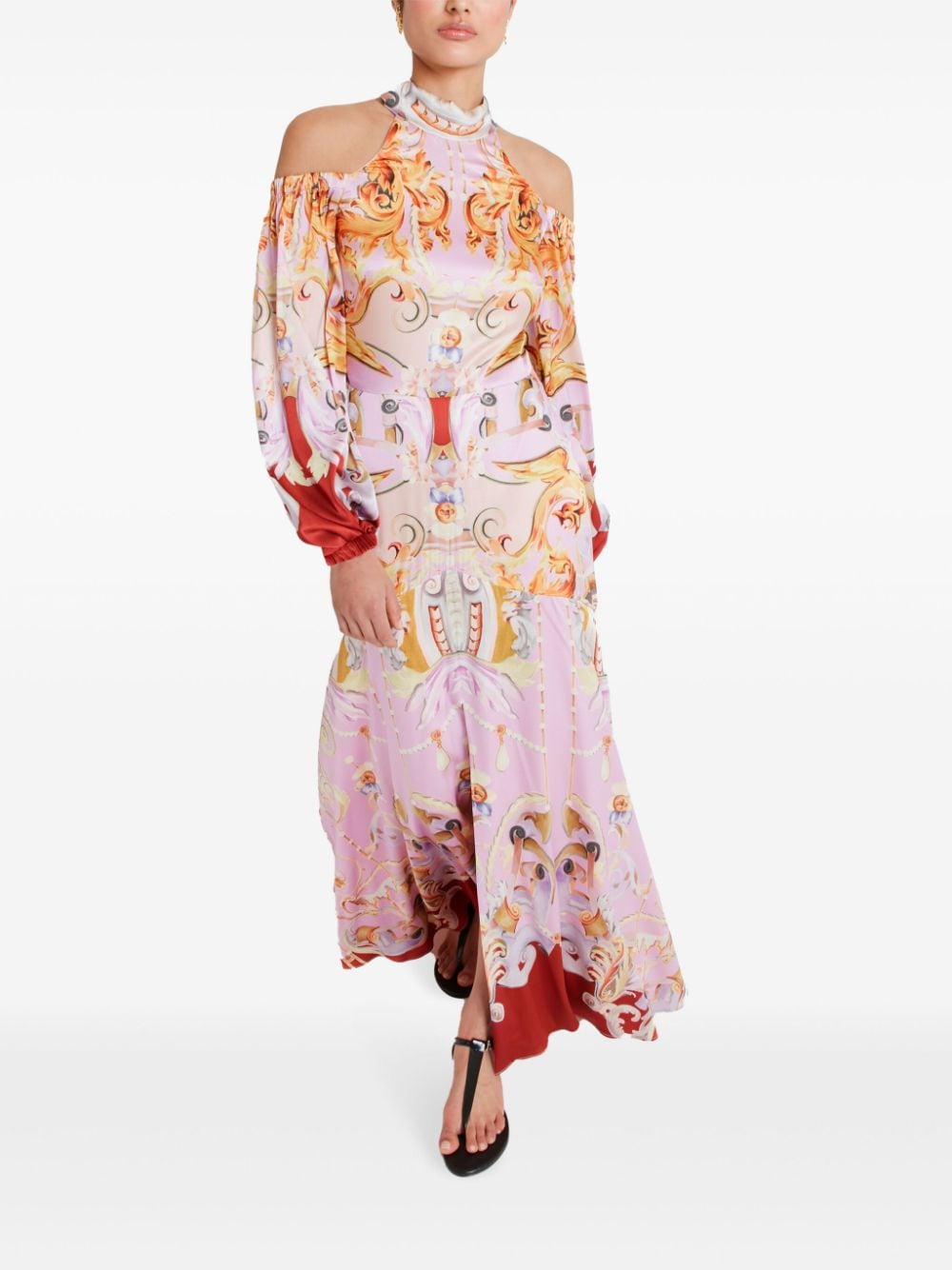 Shop Temperley London Carline-print Cold Shoulder Dress In Pink