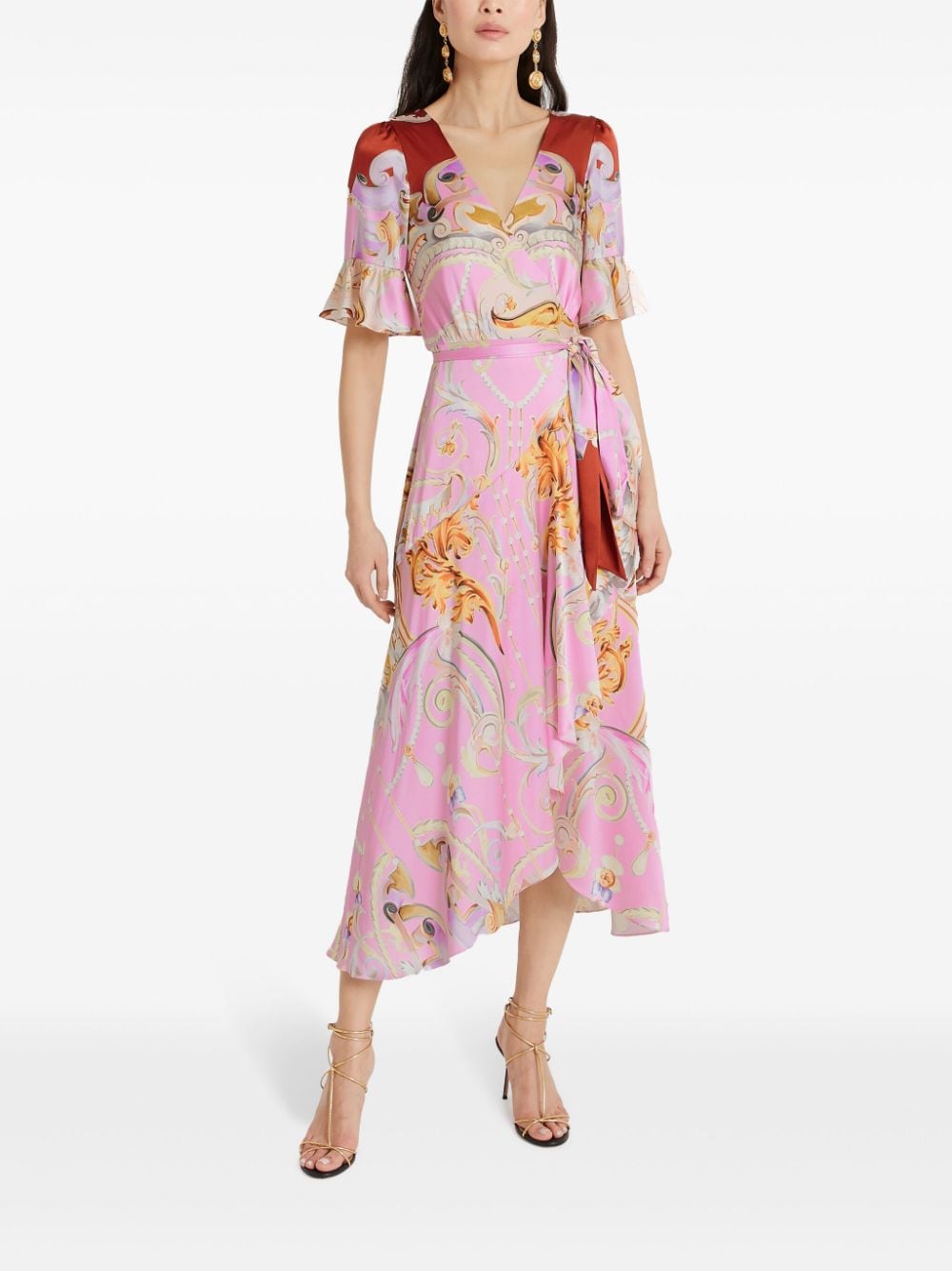 Temperley London Carline-print wrap dress - Roze