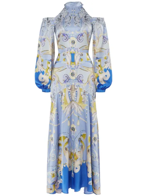 Temperley London Carline-print cold shoulder dress