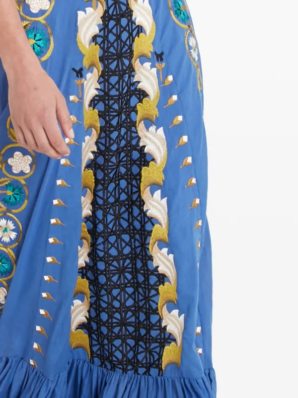 chinese dress ladies Baltic Born Womens Kearny Ruffle Maxi Dress | Blue Floral main image 0
