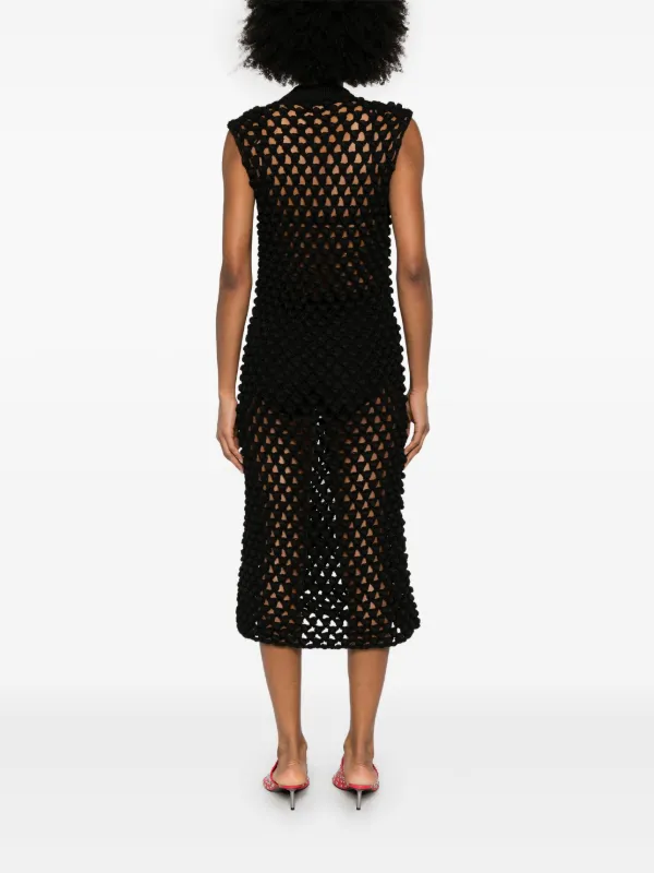 Jil Sander Crochet Midi Dress | Black | FARFETCH