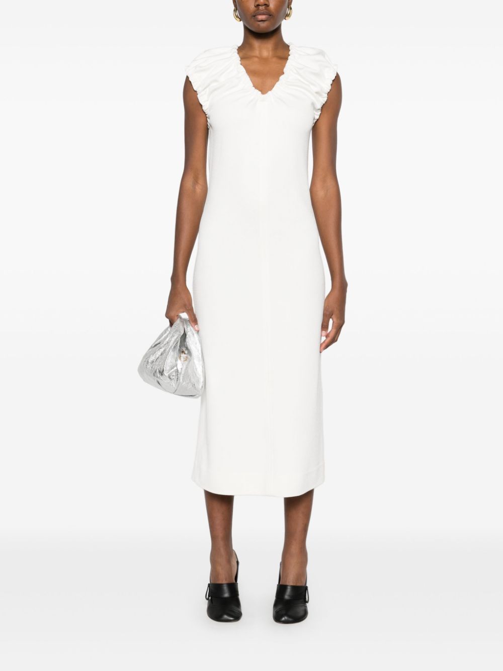 Jil Sander gathered midi dress - Wit