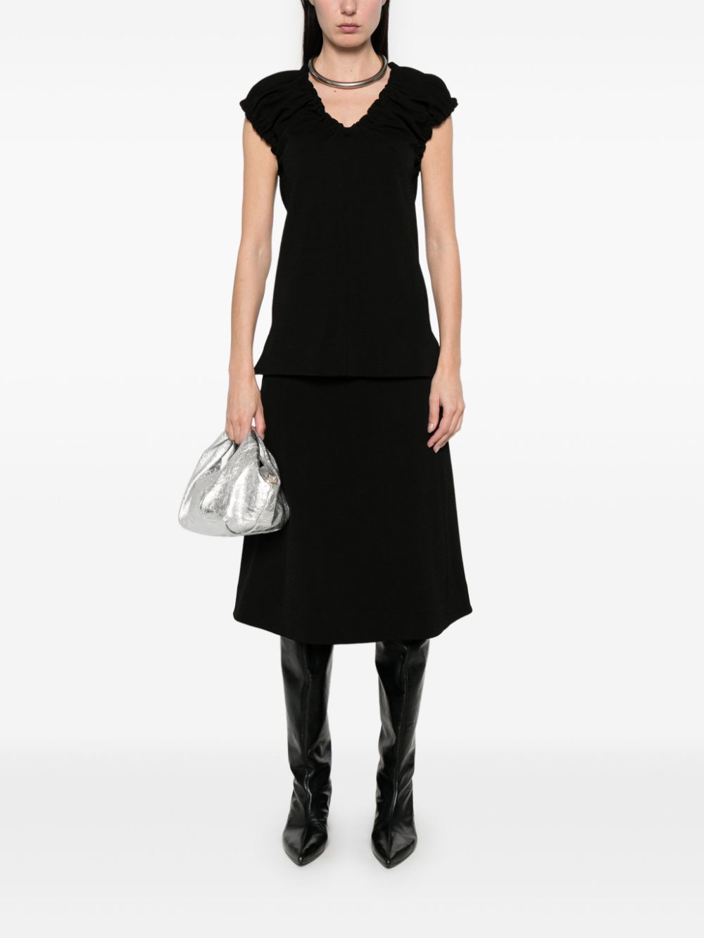 Jil Sander gathered blouse - Zwart