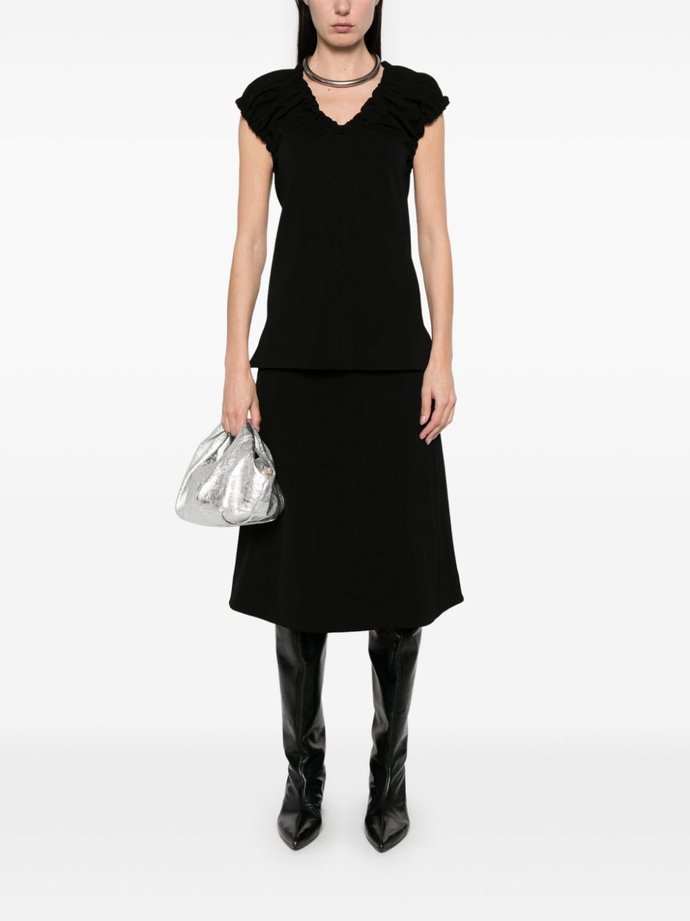 Jil Sander A-line midi skirt - Zwart