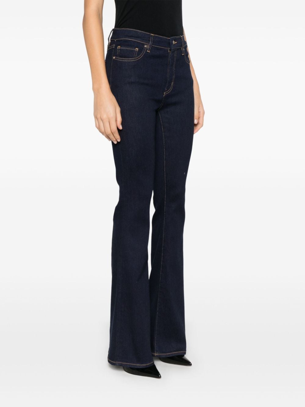 Shop Frame Le High Flare Jeans In Blue