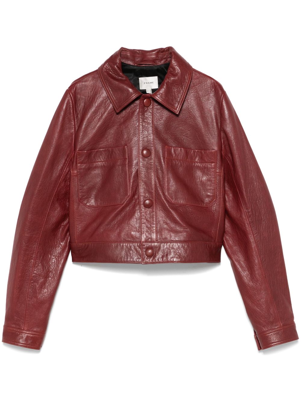 front-button leather jacket