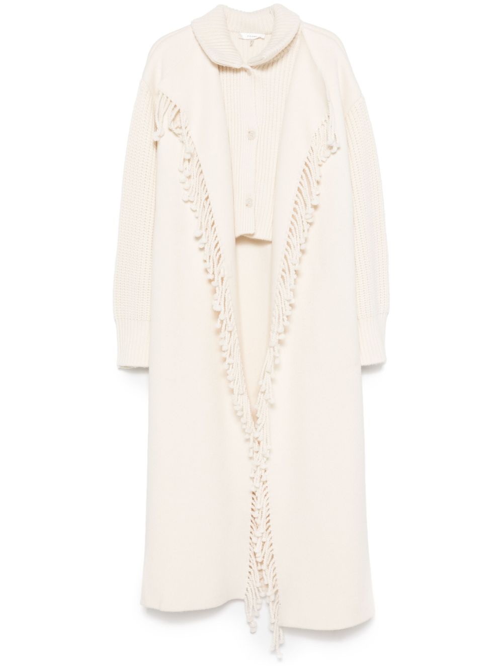 FRAME ribbed-detail fringe coat Women