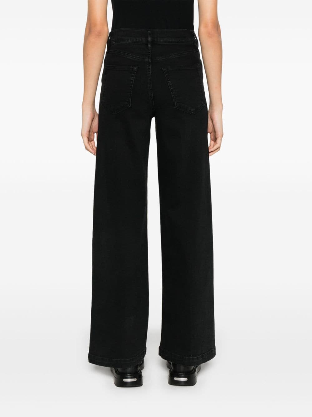 Shop Frame Le Slim Palazzo Jeans In Schwarz