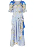 Temperley London Carline-print wrap dress - Blue
