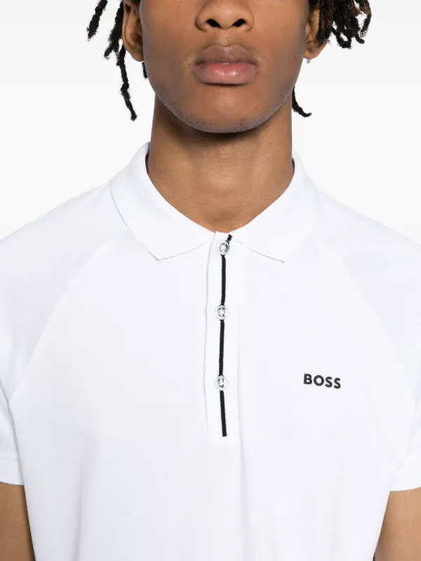 BOSS Contrast Panel Polo Shirt White FARFETCH ID
