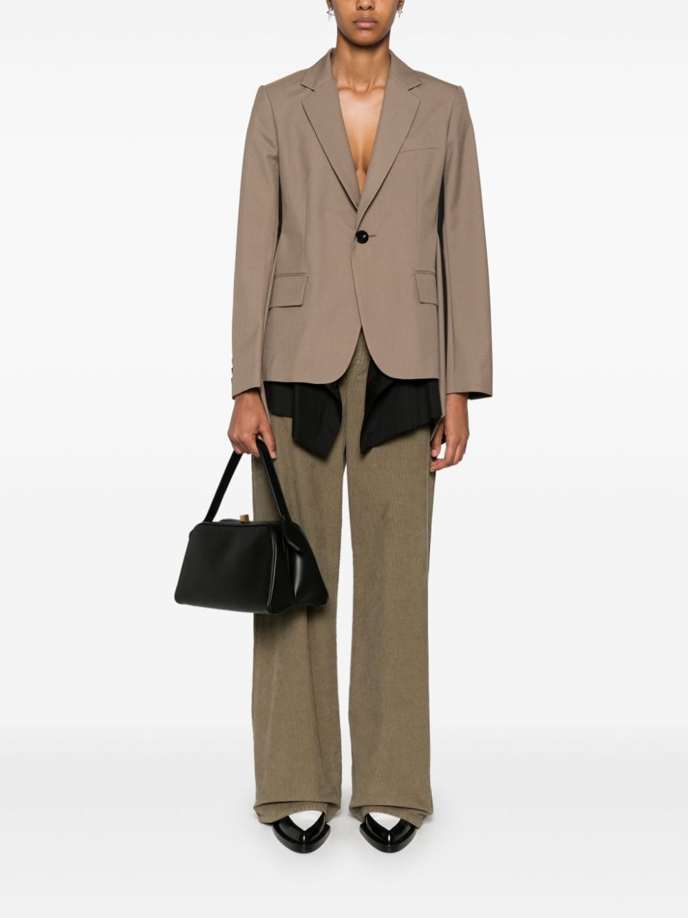 Shop Sacai Colour-block Blazer In Brown