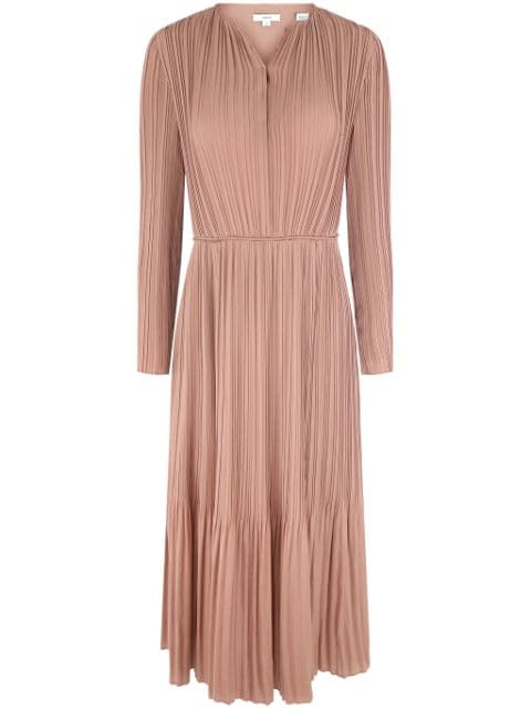 Vince pleated long-sleeve dress