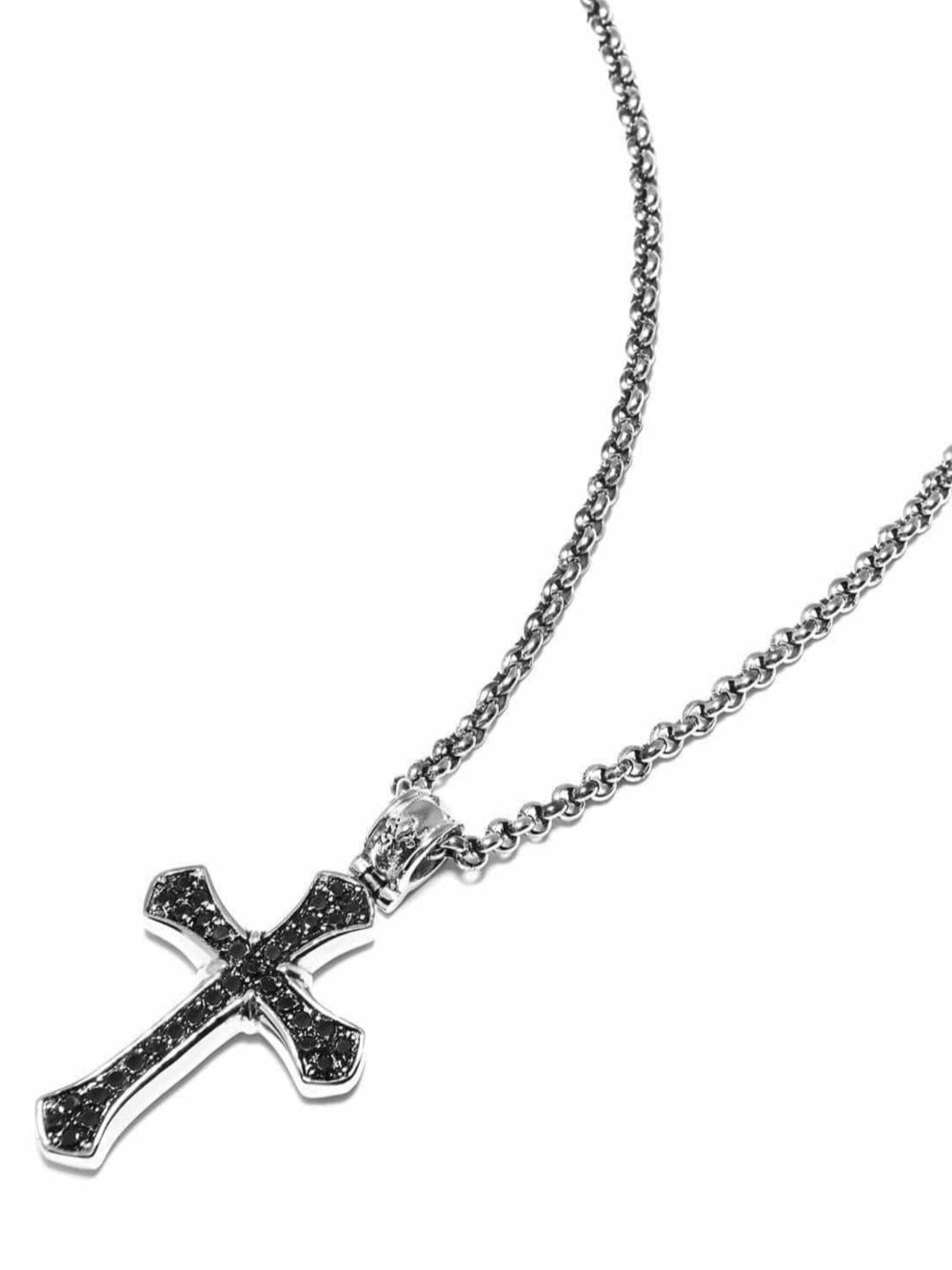 Shop Nialaya Jewelry Cross-pendant Chain Necklace In Black