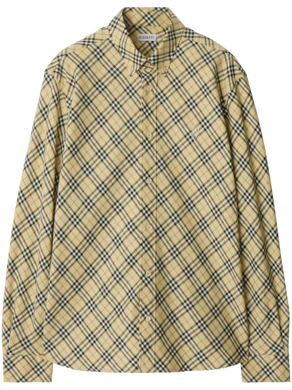 Burberry Checked Cotton Shirt in Neutrals