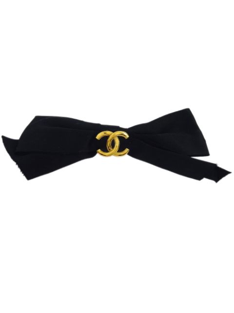 CHANEL 1990-2000s CC satin bow barrette Women