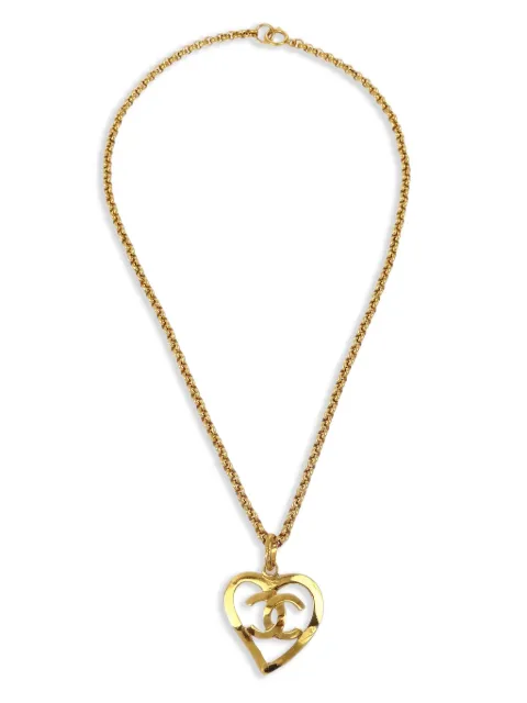 CHANEL Pre-Owned 1995 CC heart pendant necklace