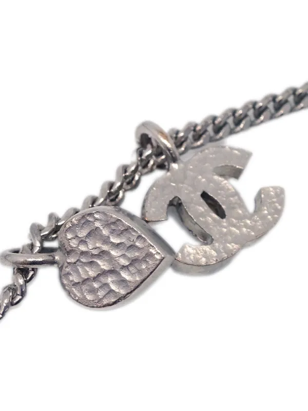 CHANEL Pre-Owned 2011 Rhinestone CC Pendant Necklace Silver