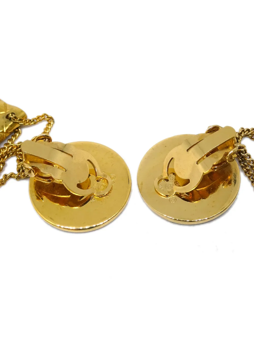 Pre-owned Chanel 1990-2000s Bag Charm Clip-on Earrings In Gold