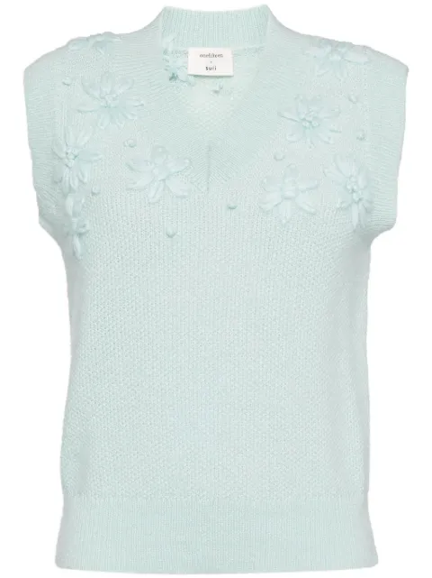 Onefifteen floral-embroidered knitted vest