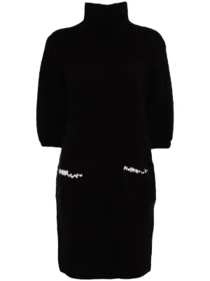 Adidas long-sleeve polo-collar Mini Dress | Black | FARFETCH
