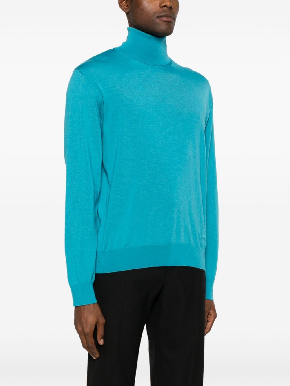 Shop Valentino Turtleneck Sweater In Blue